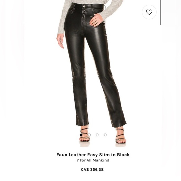 7 For All Mankind Vegan Faux Leather Brown Pants size M Like New - Picture 6 of 6